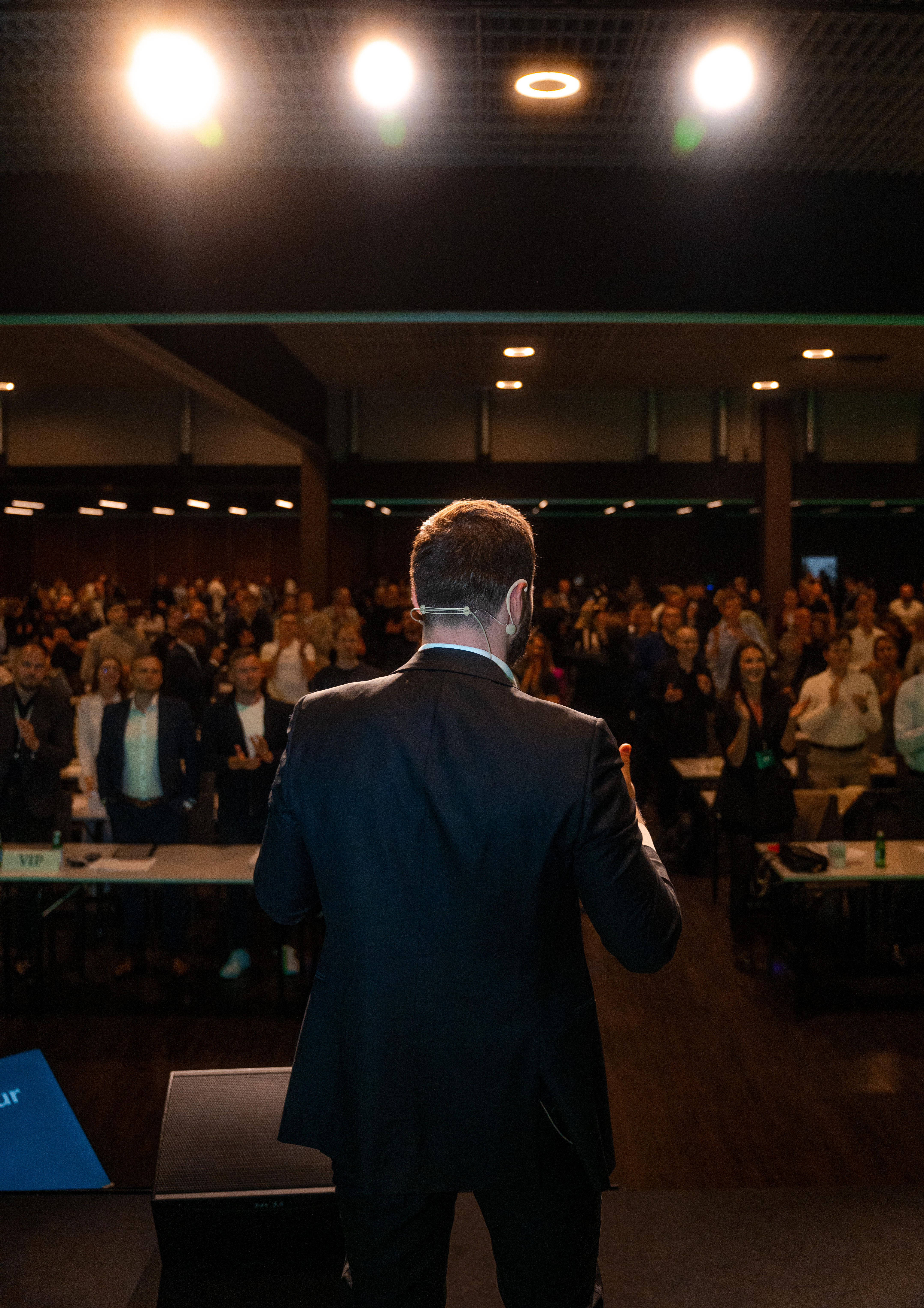 Niks Jansons facing the audience